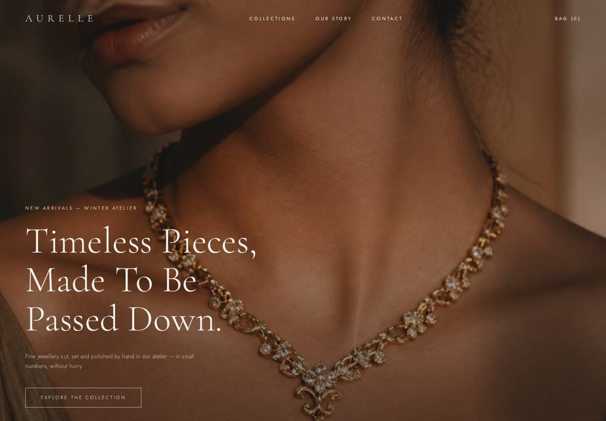 Aurelle Atelier — Jewellery & Retail website designed by Xpack Live
