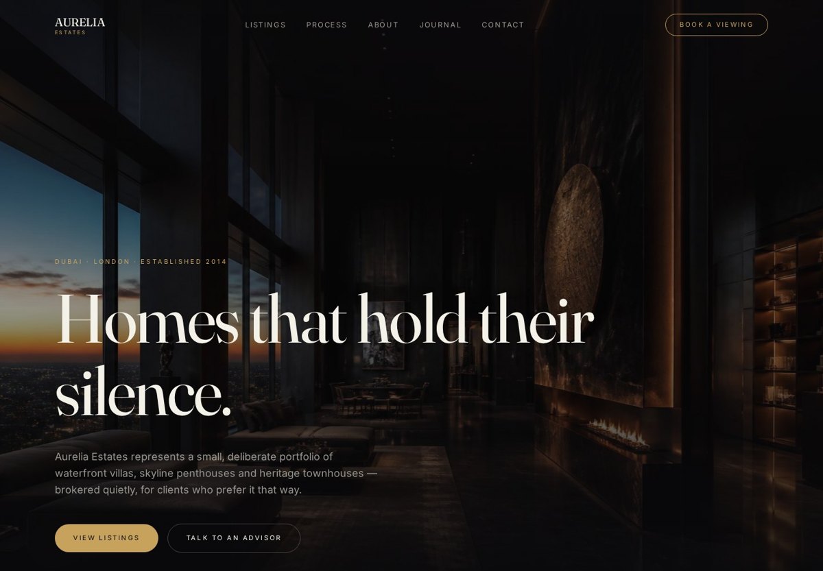 Aurelia Motion Estate — Real Estate website designed by Xpack Live