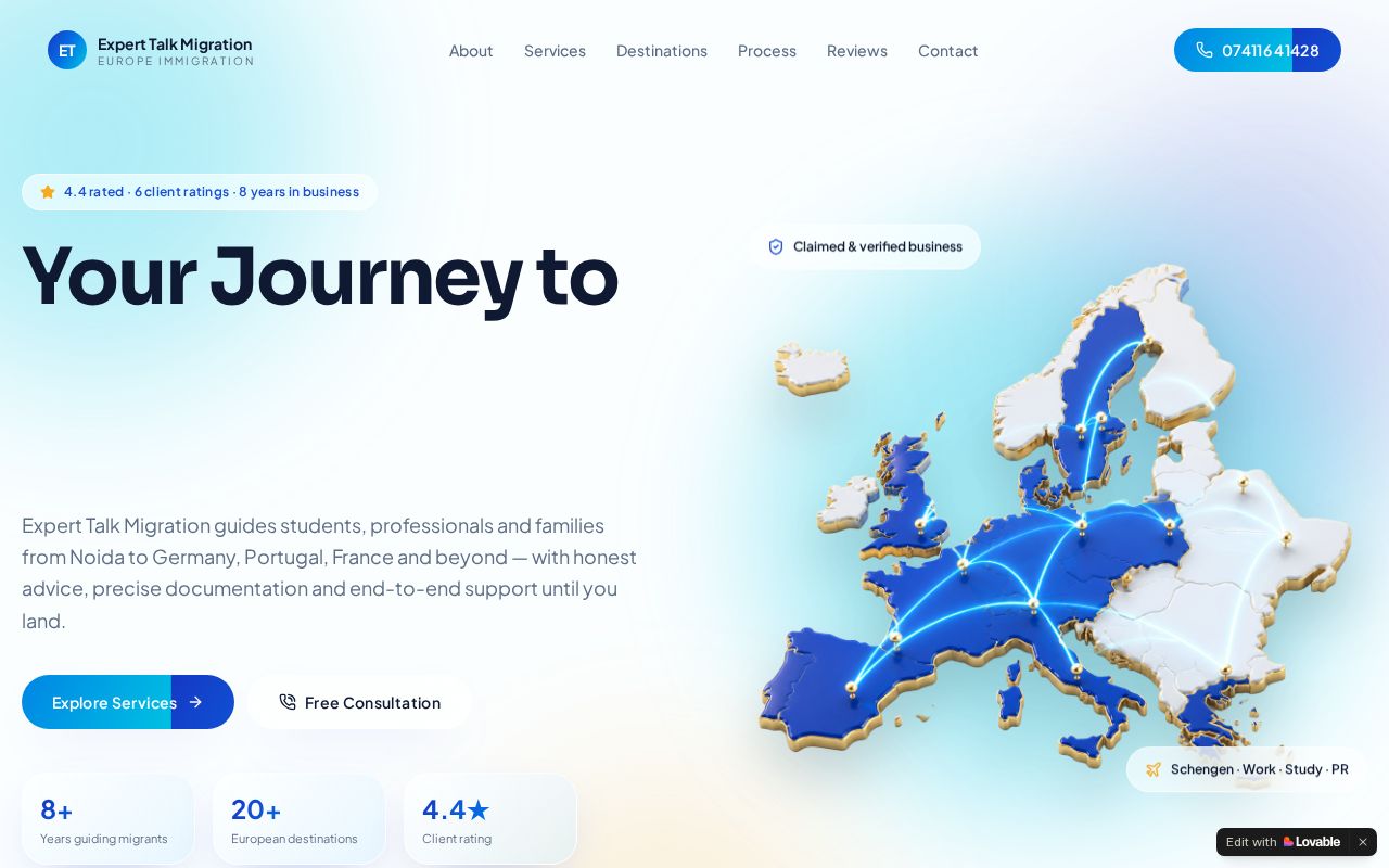 Expert Talk Migration — Immigration website designed by Xpack Live