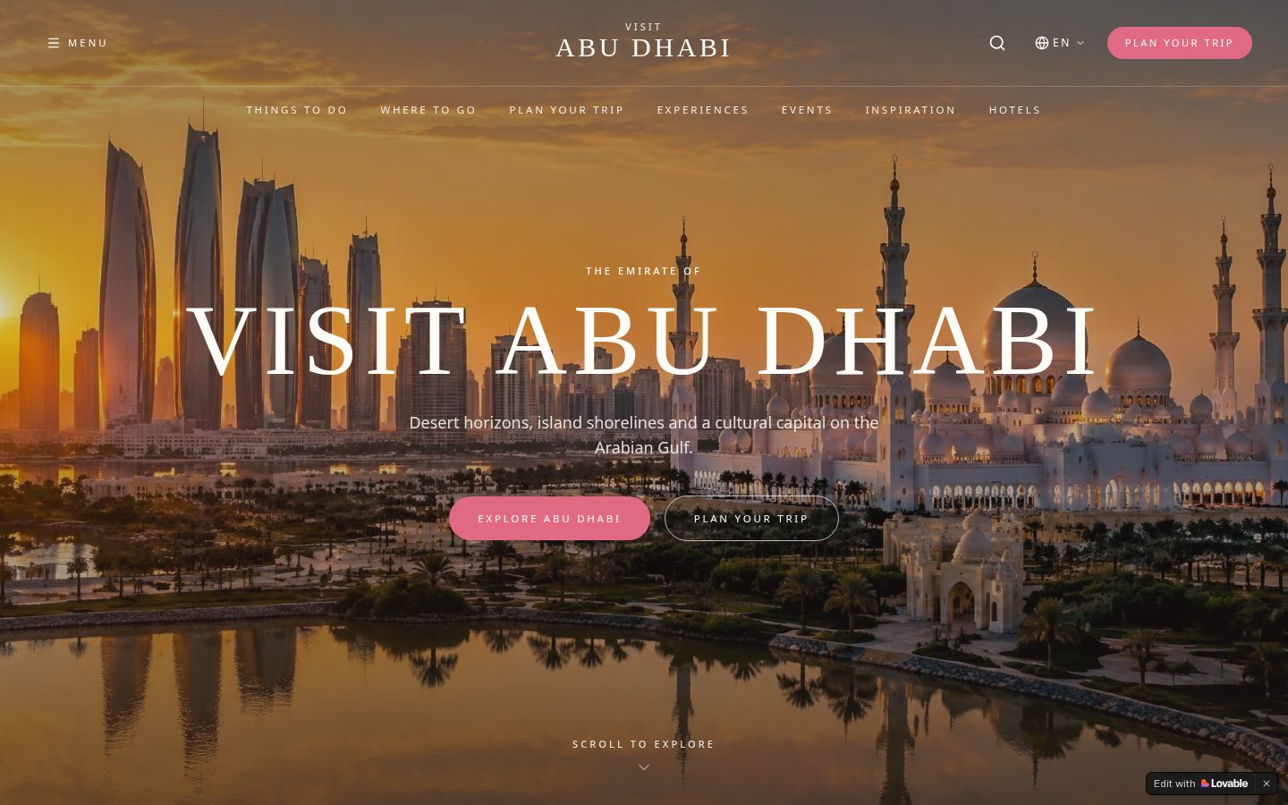Visit Abu Dhabi — Travel & Tourism website designed by Xpack Live